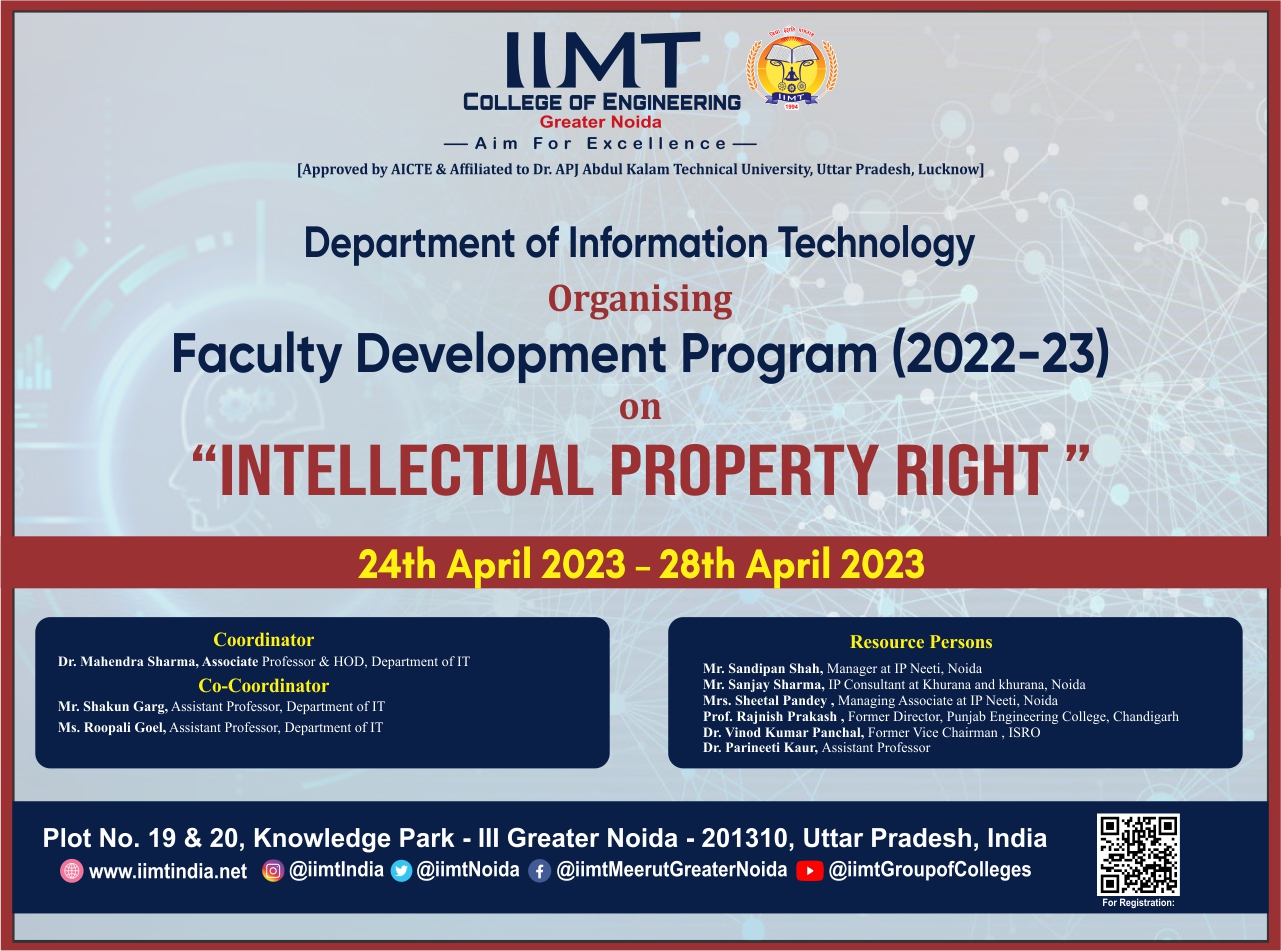 FDP On Intellectual Property Right Organised by IT Department